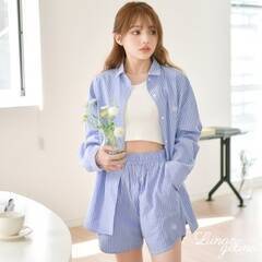ۂۃvf[XuhuLunangelinav^BlueStripeShirtSetup
