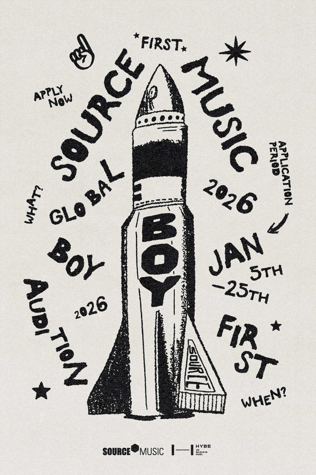 LE SSERAFIM所属「SOURCE MUSIC」、2008年以降生まれの男性を対象としたボーイズグループメンバーオーディションを開催