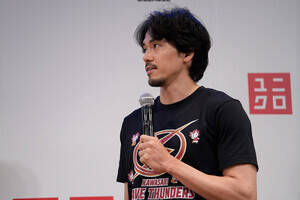 「ユニクロ×B.LEAGUE パートナーシップ締結発表会」に登壇した篠山竜青選手